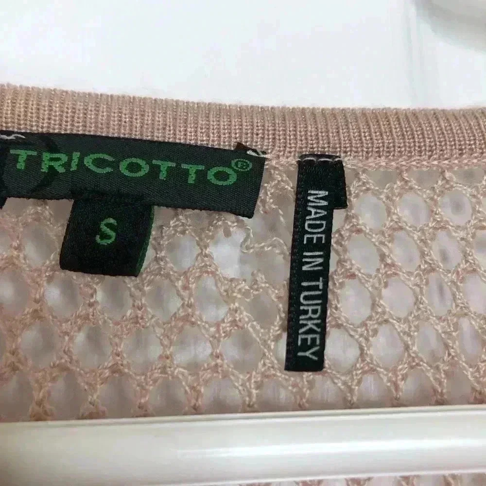 Tricotto Peach/Pink Mesh Cardigan Size  Small - Picture 14 of 16